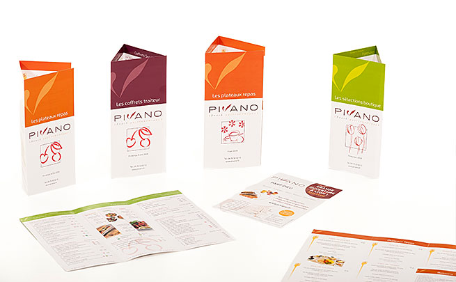 Pivano - supports de vente des 3 offres Coffrets traiteur, Plateaux repas et Sélections boutique
