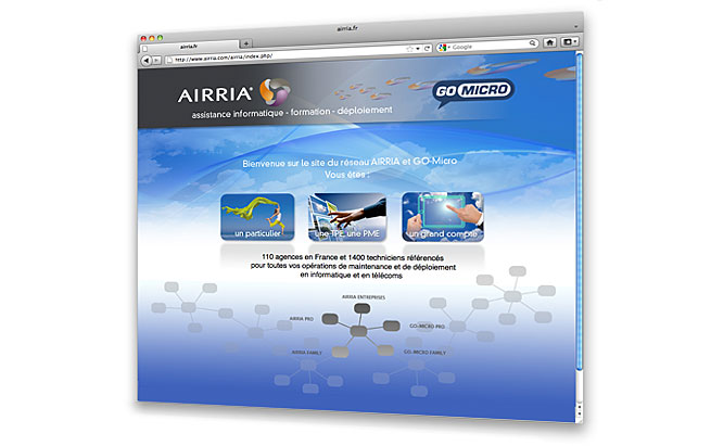 AIRRIA - conception et design du site internet - index