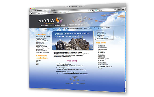 AIRRIA - conception et design du site internet - Airria Entreprises