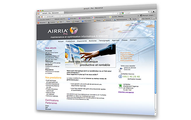AIRRIA - conception et design du site internet - Airria Pro